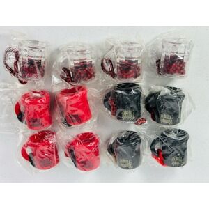 Set Of 12 Black Red Clear RUMPLE MINZE Schnapps Shot Glass Beer Stein NEW BJ